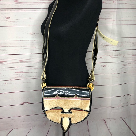 Vintage 70’s Jerico Calf Hair & Leather Crossbody - Picture 2 of 12